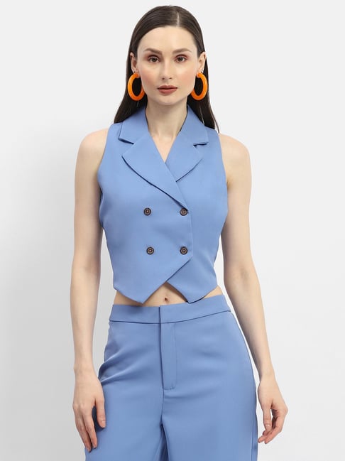 MADAME Blue Regular Fit Waistcoat-picture-18