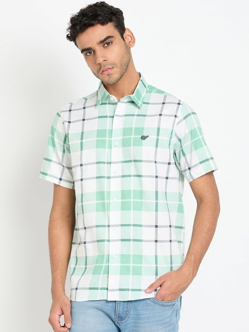 Club York Green Regular Fit Check Shirt