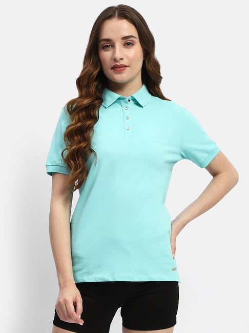 MADAME Aqua Cotton Regular Fit Polo T-Shirt