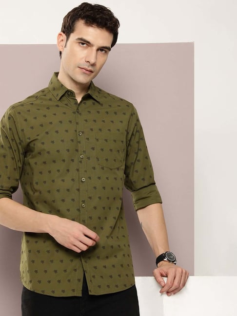 Dillinger Green Regular Fit Cotton Shirt