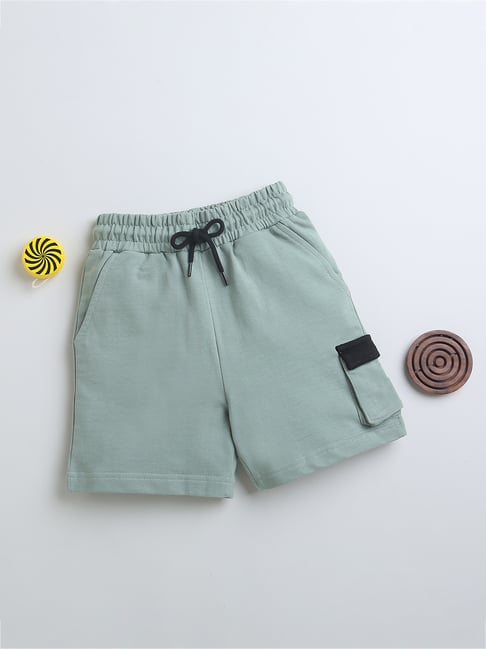 Bumzee Kids Sage Green Solid Shorts