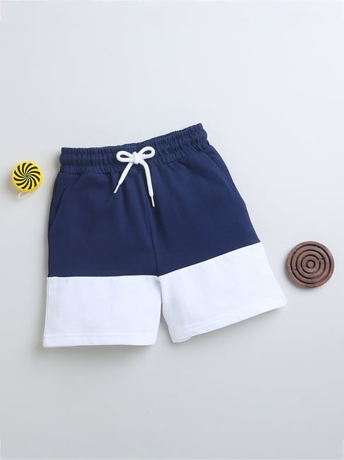 Bumzee Kids Navy & White Color Block Shorts