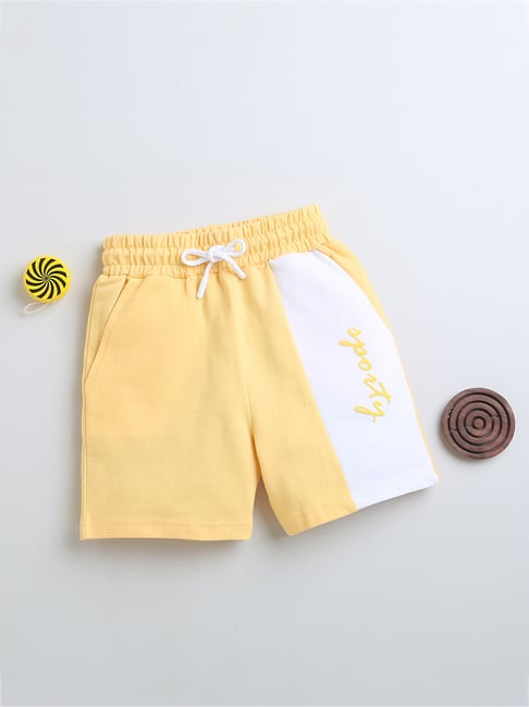 Bumzee Kids Yellow Color Block Shorts