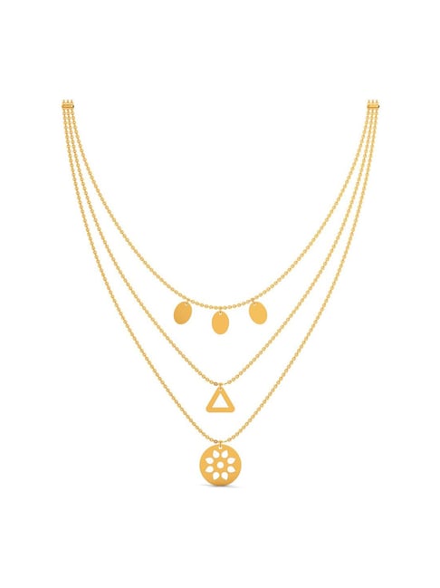 Joyalukkas 18k Blooming Daisy Tri-layered Gold Necklace for Women-picture-20