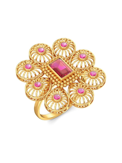 Joyalukkas 22k Gold Gemstone Floral Ring-picture-28