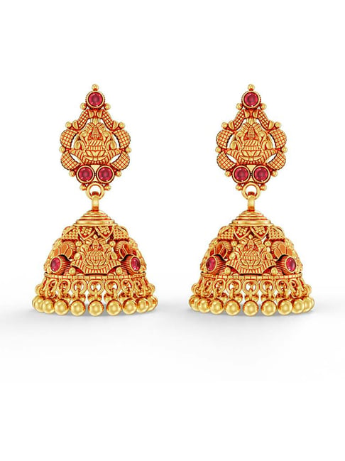 Joyalukkas 22k Yellow Gold Divine Lakshmi Jhumki Earrings for Women-picture-25