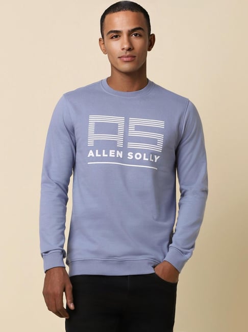 Buy Allen Solly Blue Regular Fit Printed Sweatshirt for Mens