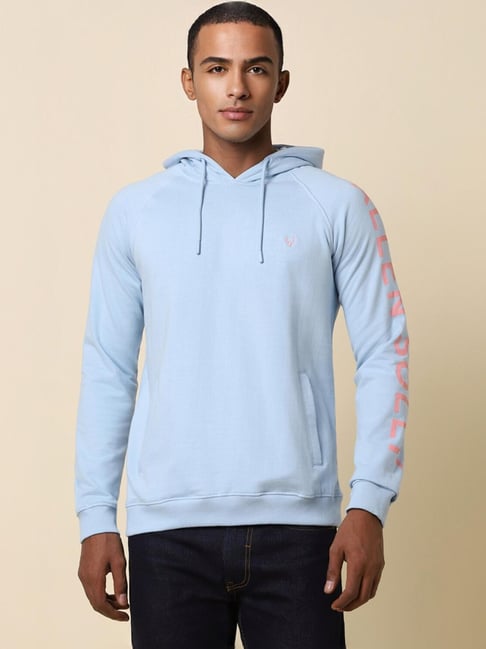 Allen Solly Blue Regular Fit Hooded Sweatshirt