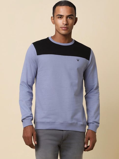 Buy Allen Solly Blue Regular Fit Colour Block Sweatshirt for Mens