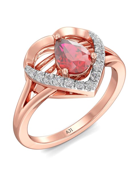 Joyalukkas 18k Rose Gold Diamond Pink Heart Ring for Women
