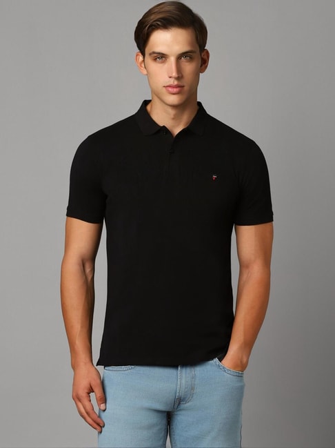 Louis Philippe Black Slim Fit Polo T-Shirt