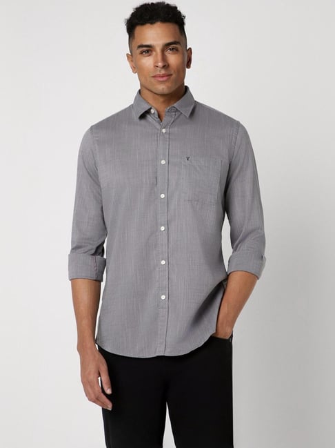 Van Heusen Grey Slim Fit Texture Shirt