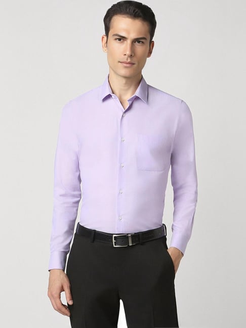 Peter England Purple Slim Fit Texture Shirt-picture-15