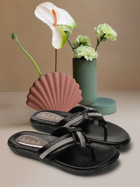 Elle Women's Black Thong Sandals-picture-33