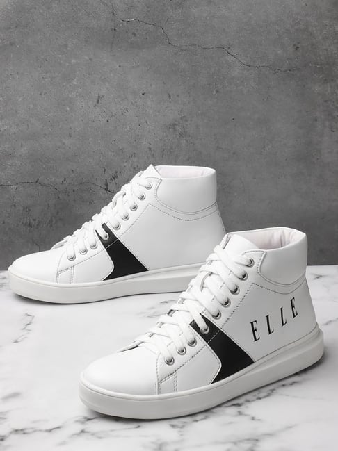 Buy Elle Women's White Black Ankle High Sneakers for Women at