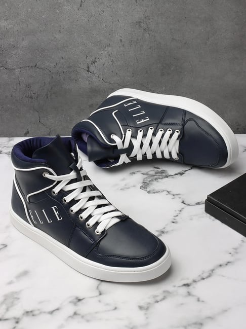 Elle Women's Navy Ankle High Sneakers-image-5