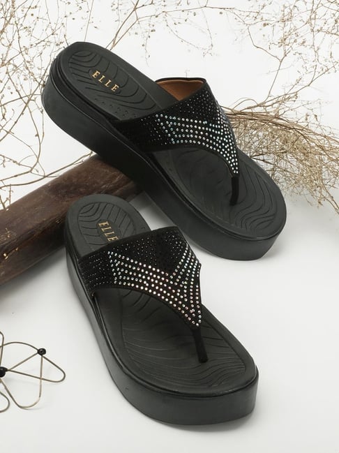 Elle Women's Black Thong Sandals