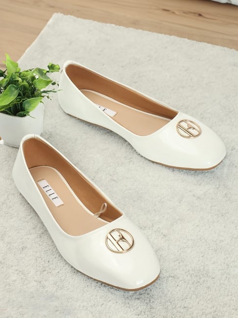 Elle Women's White Flat Ballets-picture-48