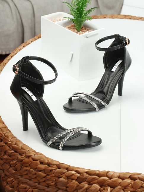 Buy Elle Women's Black Ankle Strap Stilettos for Women at Best