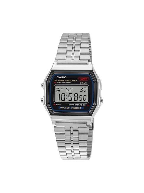 Casio Vintage A159W-N1DF Black Digital Dial Silver Stainless Steel Band D339-picture-47