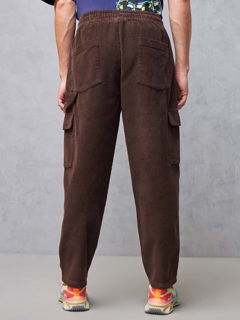 Bewakoof Men's Brown Tapered Fit Japanese Cargo Carpenter Pants