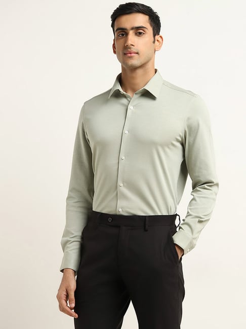 WES Formals by Westside Light Sage Slim-Fit Shirt