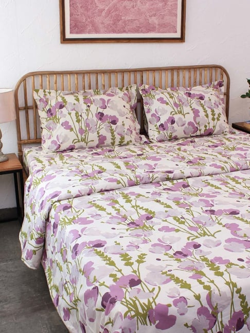 House This Himalayan Poppies Purple Cotton 180 TC Dohar - Set of 1