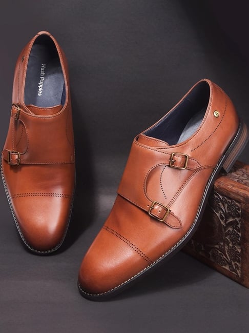 Hush Puppies by Bata Men's BRYSON Tan Monk Shoes