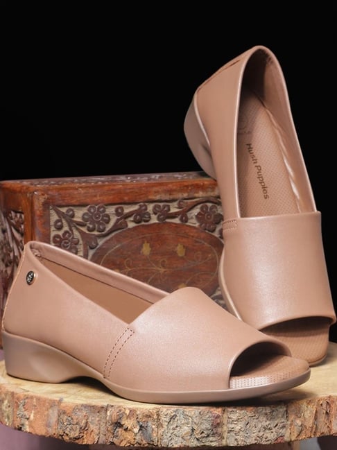 Buy Hush Puppies by Bata Women's Ultra flex Brown Peeptoe Shoes