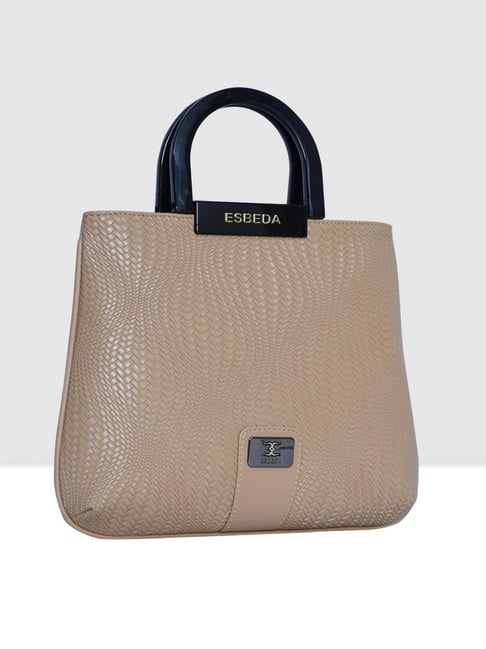 Buy Esbeda Beige Textured Medium Satchel Handbag at Best Price Tata CLiQ