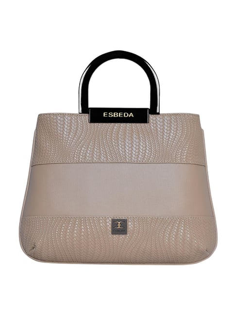 Buy Esbeda Beige Textured Medium Satchel Handbag at Best Price Tata CLiQ