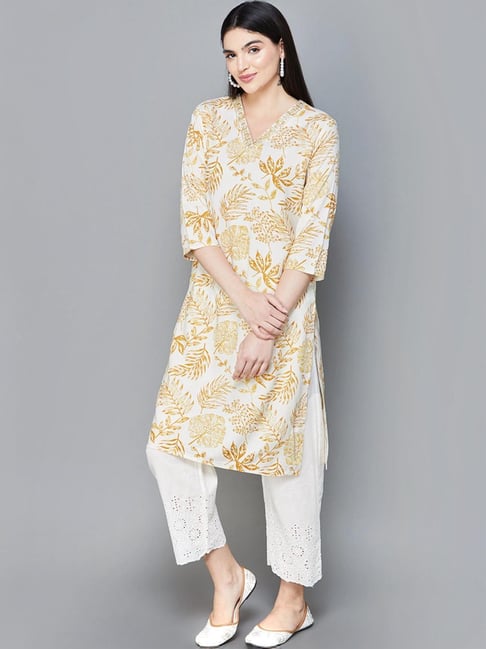 Ethnic Wear Melange Brand Kurtis Buy Melange By Lifestyle White