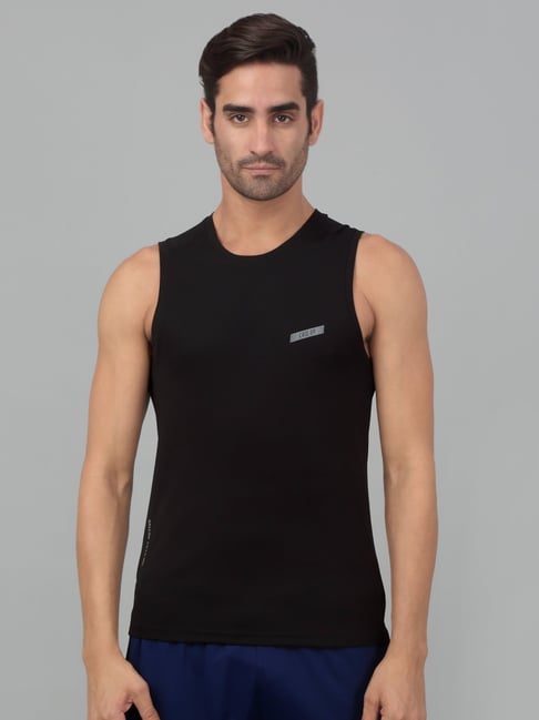 Cantabil Black Regular Fit Gym Vest