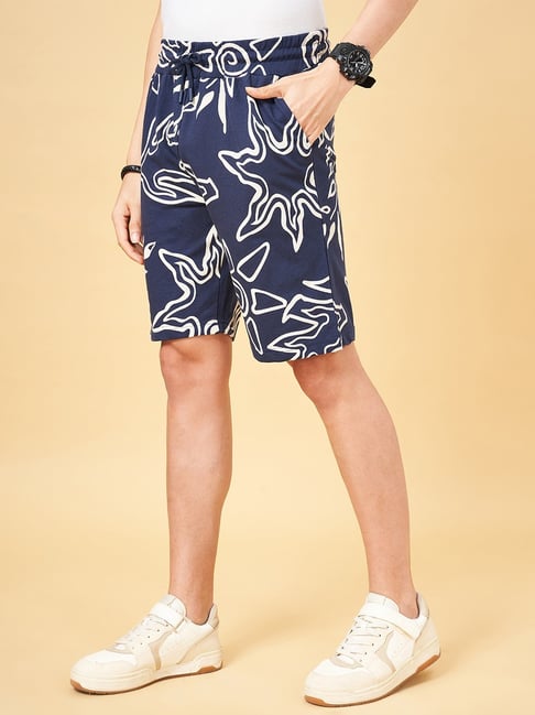YU by Pantaloons Navy Regular Fit Printed Shorts-picture-32