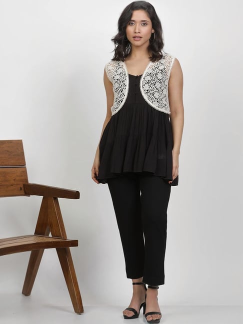 Buy W Black Regular Fit Top With Shrug for Women Online Tata CLiQ