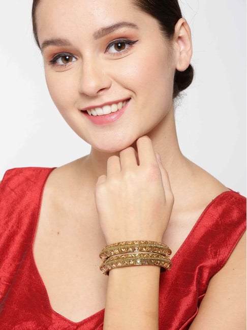 Priyaasi Set Of 2 Gold-Plated Stones Studded Bangles-picture-48