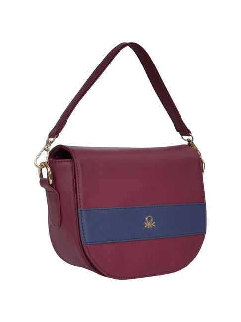 United Colors of Benetton Francesca Red Navy Solid Sling Handbag