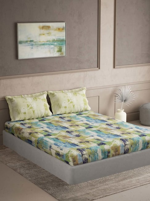 Ddecor Live beautiful The Elemental Blue 144 TC Cotton Queen Bedsheet with 2 Pillow Covers-picture-41