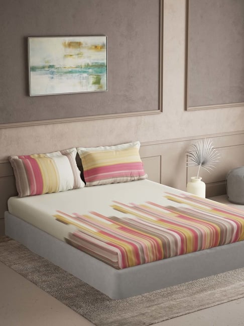 Ddecor Live beautiful Maxima Pink 180 TC Cotton King Bedsheet with 2 Pillow Covers-picture-24