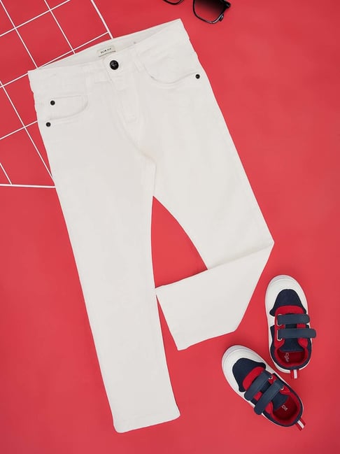 Pantaloons Junior Boys White Cotton Regular Fit Jeans