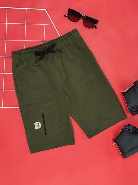 Pantaloons Junior Kids Chive Green Cotton Regular Fit Shorts-picture-28