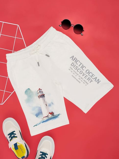 Pantaloons Junior Kids White Cotton Printed Shorts-picture-11