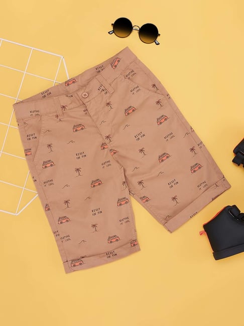 Pantaloons Junior Kids Brown Cotton Printed Shorts-picture-34