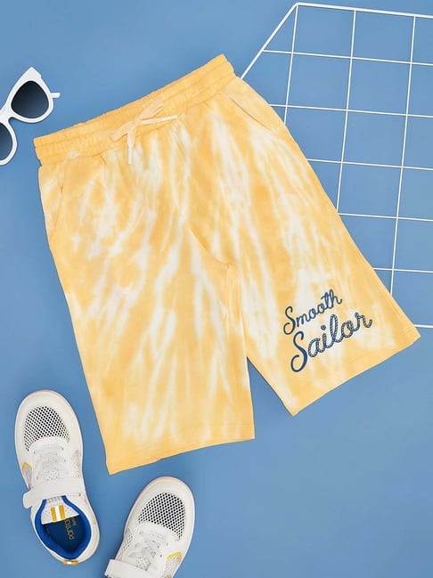 Pantaloons Junior Kids Yellow & White Cotton Printed Shorts-picture-47