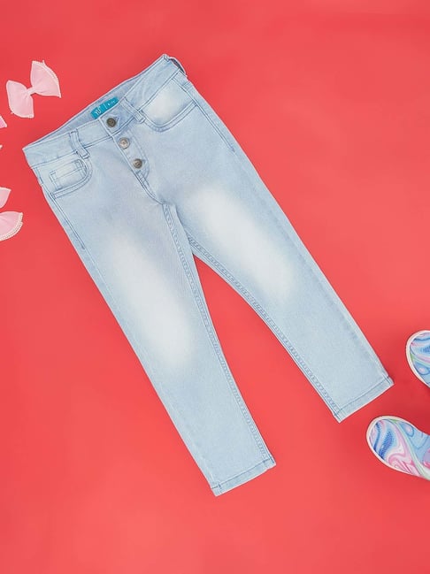 YU by Pantaloons Girls Blue Cotton Regular Fit Jeans