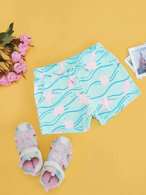 Pantaloons Junior Kids Air Blue & Pink Cotton Printed Shorts-picture-17