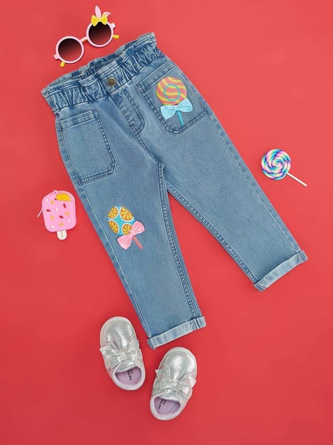 Pantaloons Baby Kids Aster Blue Cotton Printed Jeans