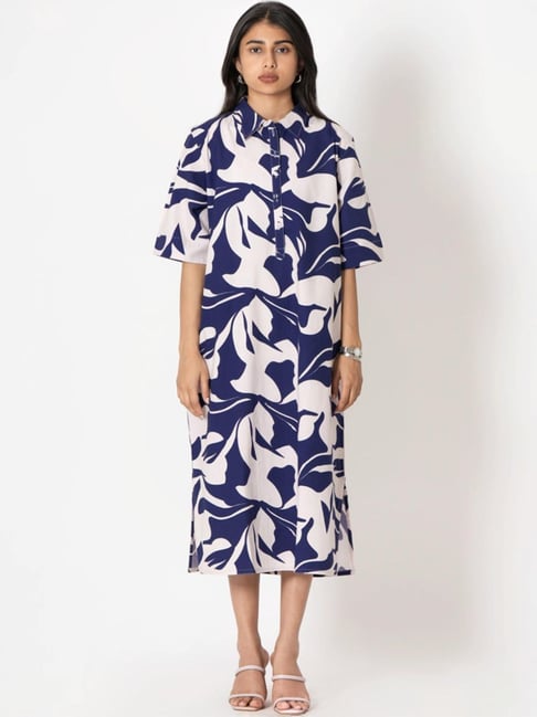 Kameez by Pooja White & Purple Capsule 24 Digital Print Cotton Dress-picture-25