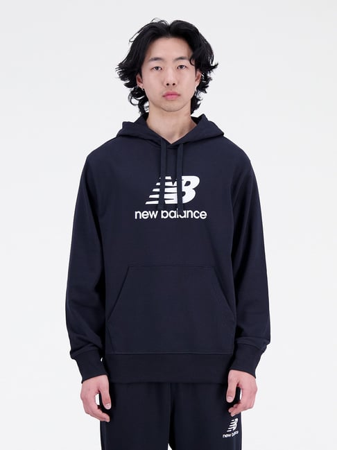 New Balance Navy Comfort Fit Logo Print Hooded Sweatshirt