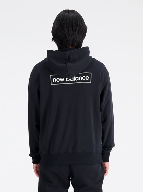New Balance Black Comfort Fit Logo Print Hooded Sweatshirt